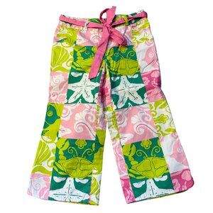 White Label Vintage Lilly Pulitzer Patchwork Pants Girls 7 Pink/Green Cotton